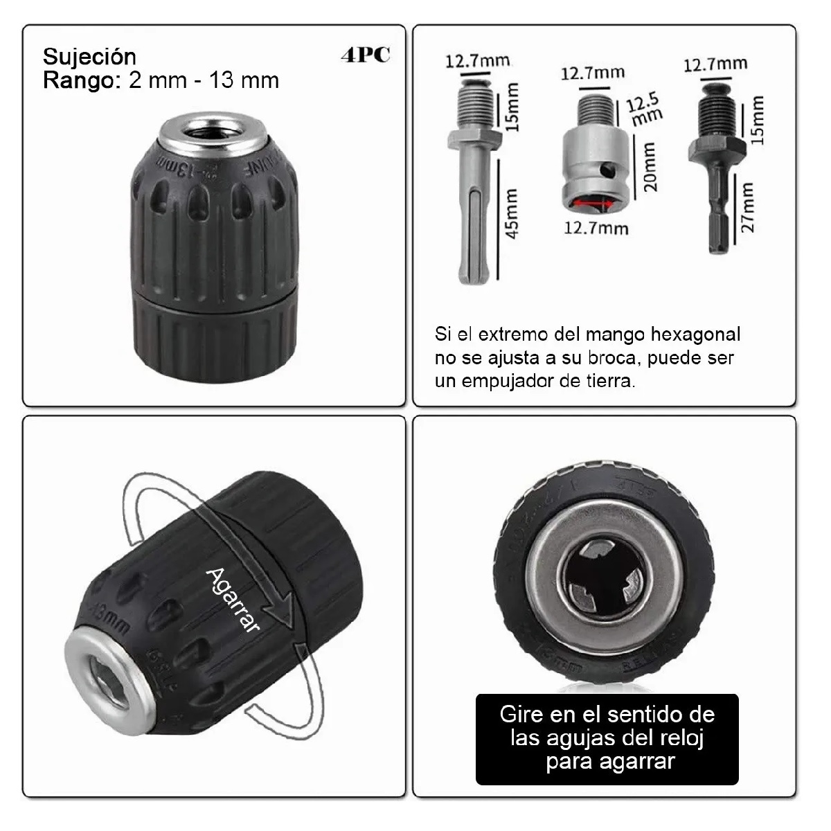 Broquero Chuck 1/2 Adaptador Sds Plus Destornillador Impact