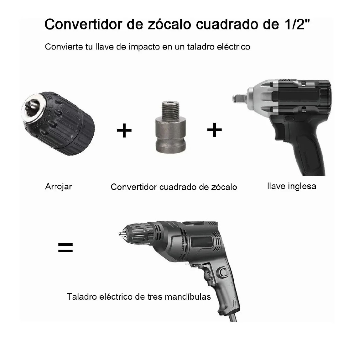 Broquero Chuck 1/2 Adaptador Sds Plus Destornillador Impact
