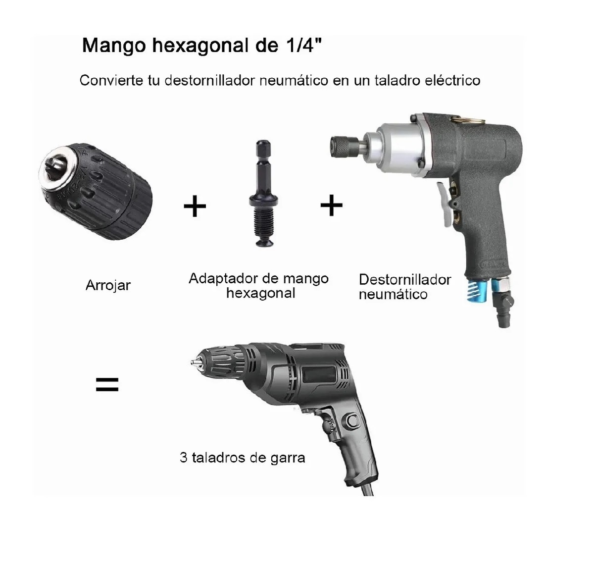 Broquero Chuck 1/2 Adaptador Sds Plus Destornillador Impact