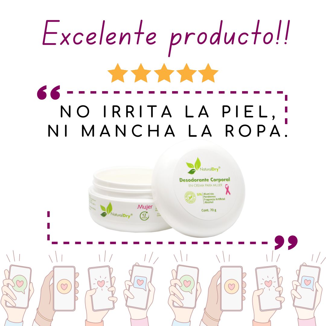 NaturalDry - 3 Desodorantes corporal en crema para mujer con 3 aplicadores de madera - Sin aluminio - Neutraliza el mal olor