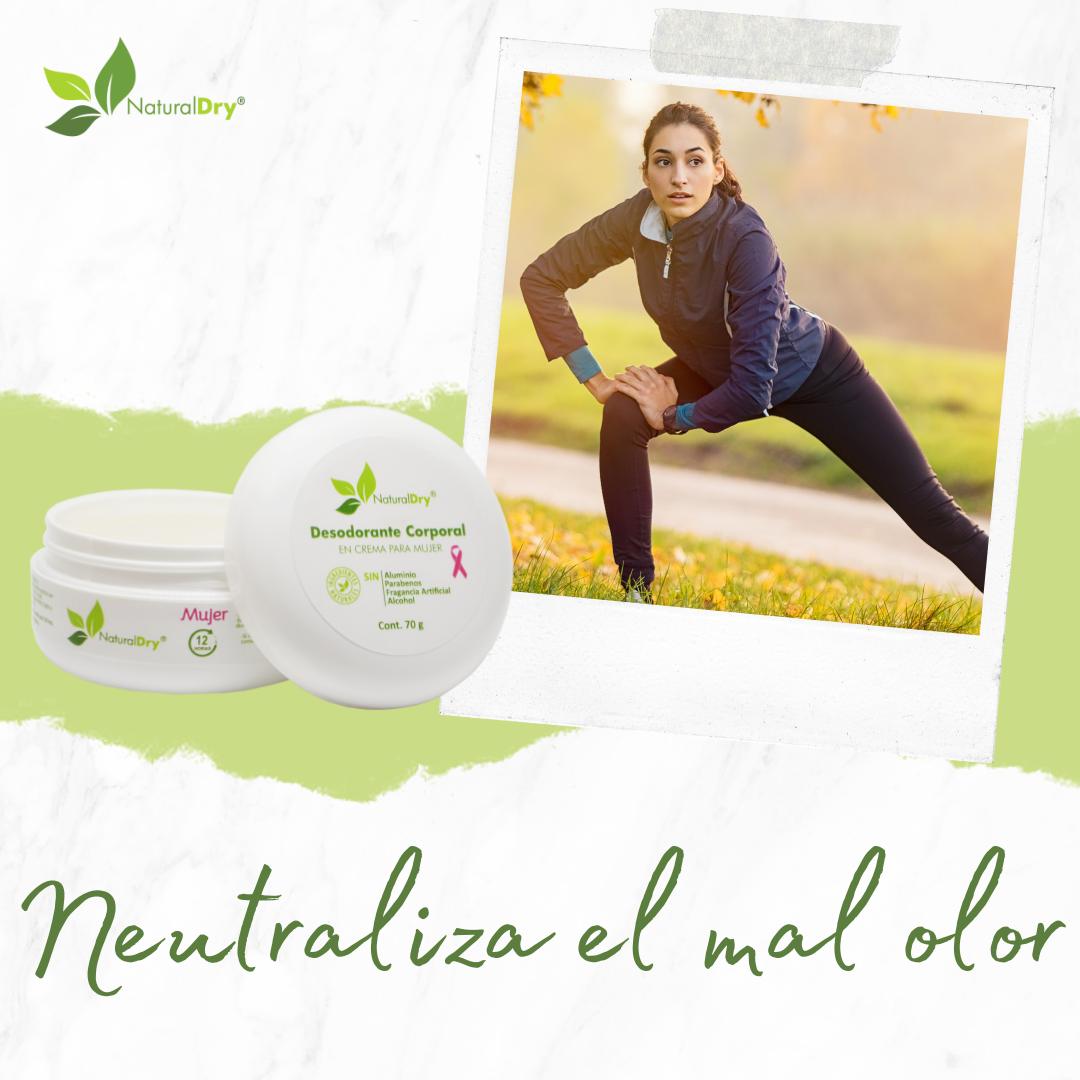 NaturalDry - 3 Desodorantes corporal en crema para mujer con 3 aplicadores de madera - Sin aluminio - Neutraliza el mal olor