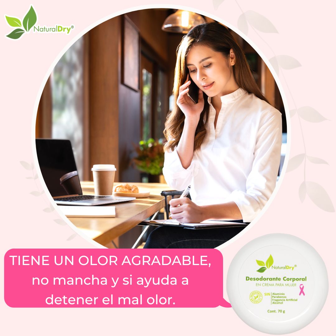 NaturalDry - 3 Desodorantes corporal en crema para mujer con 3 aplicadores de madera - Sin aluminio - Neutraliza el mal olor