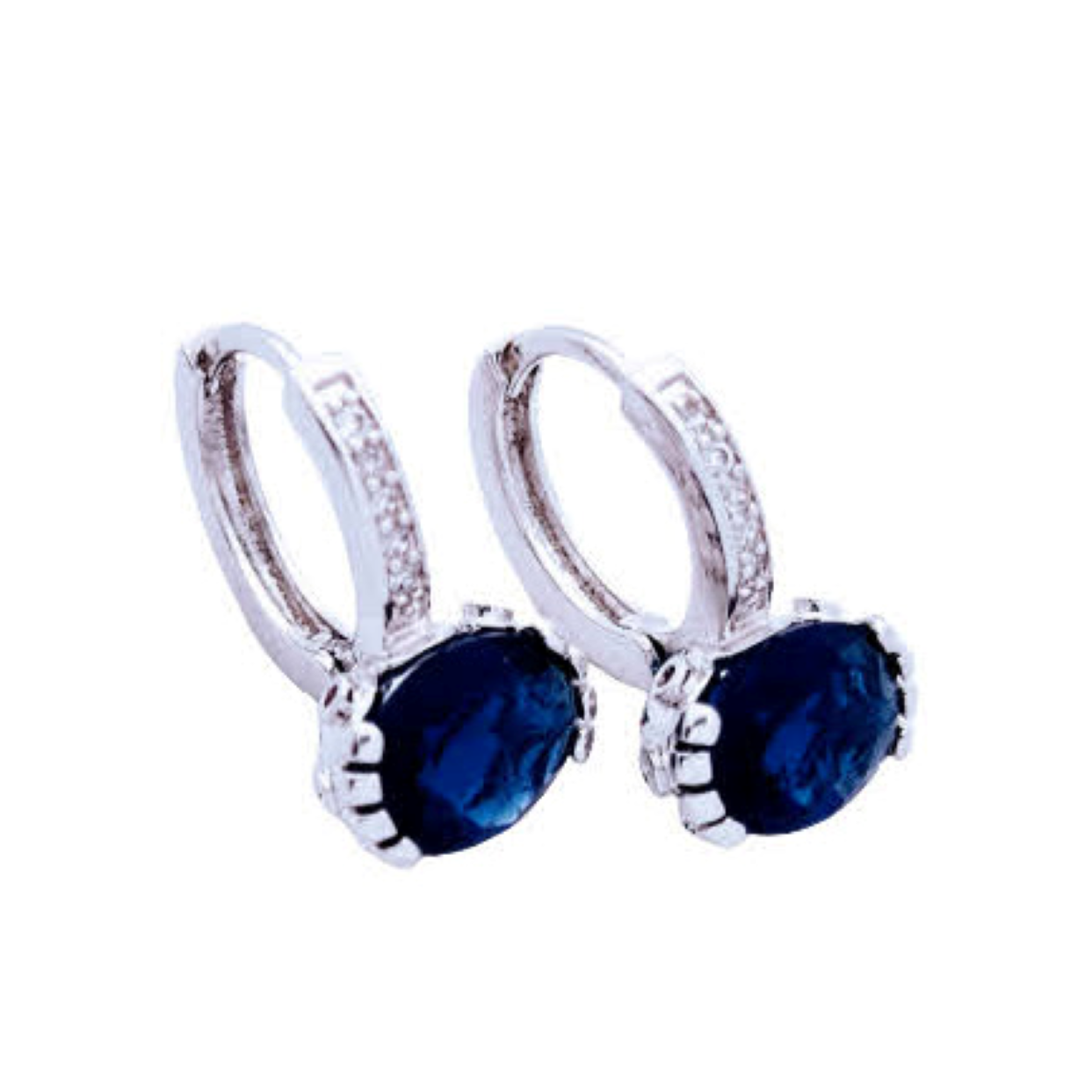 Aretes Grandes Color Zafiro Mujer Oro Laminado Arracadas Calidad Fiesta