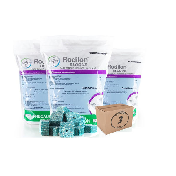 Rodilon Bloque De 1 Kg Bayer Rodenticida Ratas 3 Kg (3 piezas)