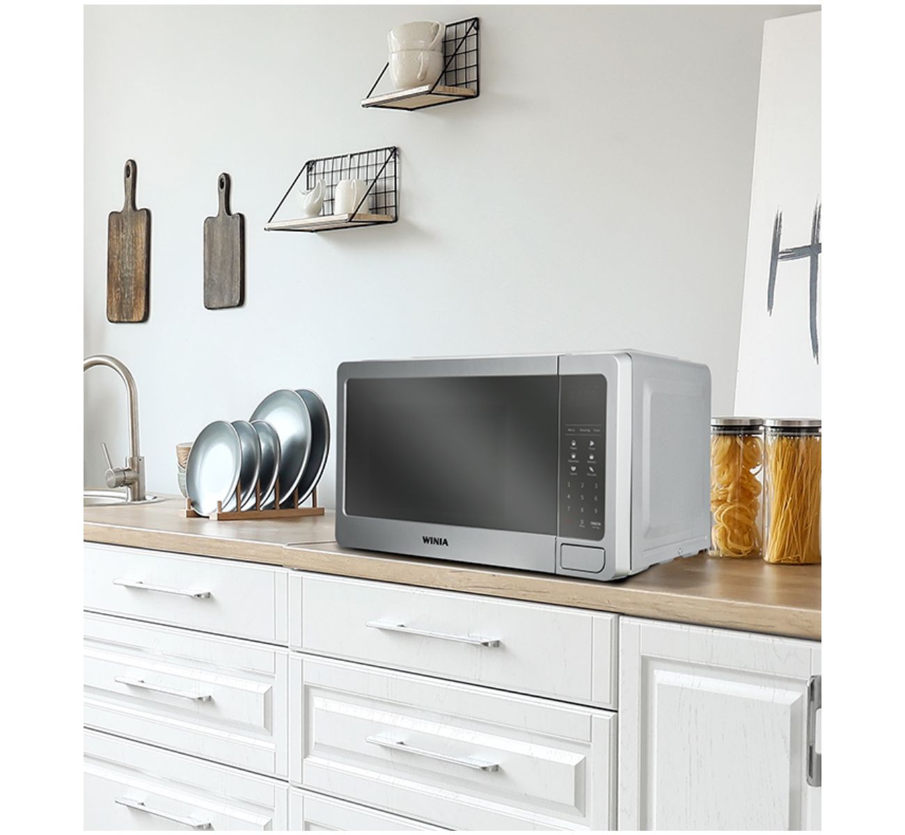 Horno microondas 0.7p3 puerta de cristal abierto boton silver winia