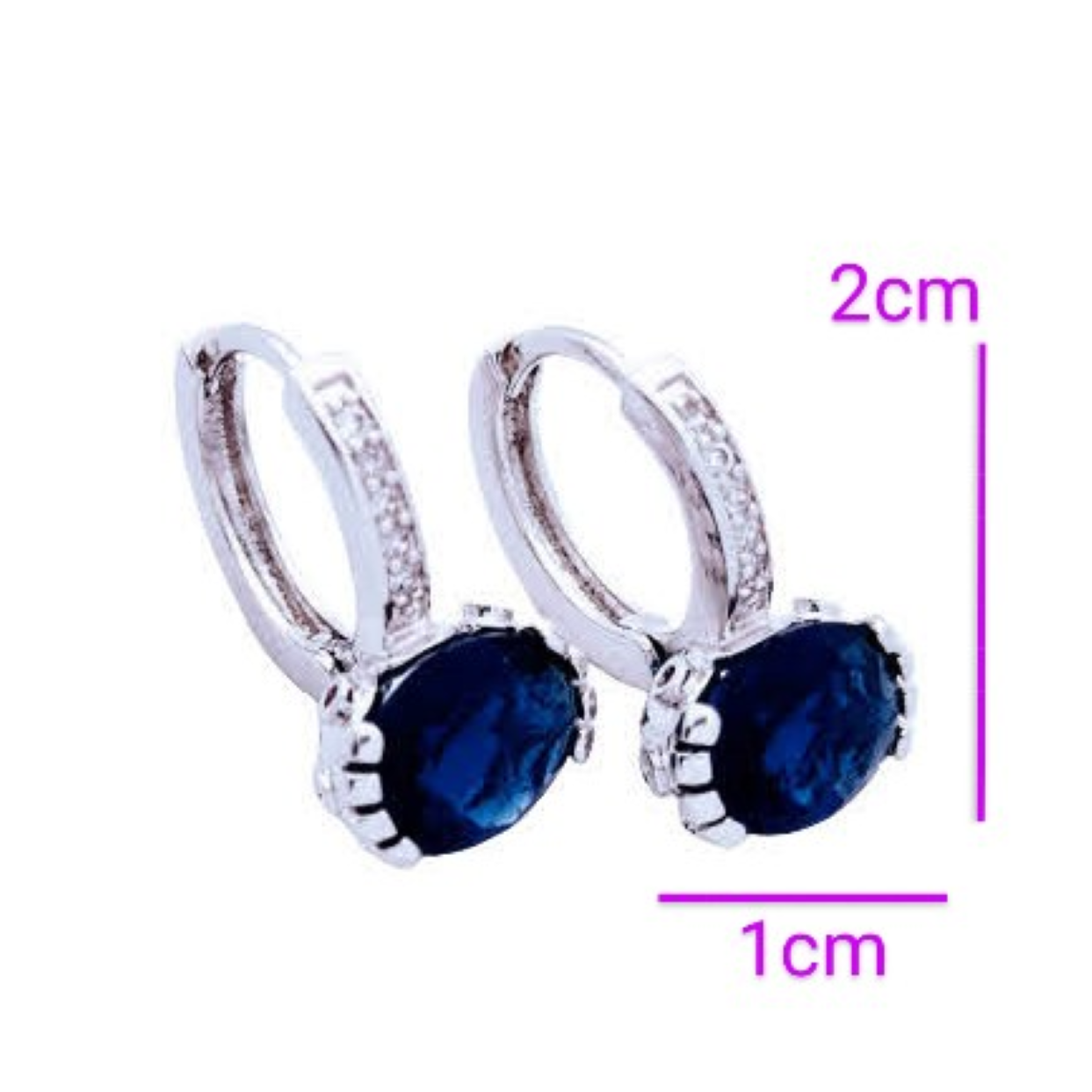 Aretes Grandes Color Zafiro Mujer Oro Laminado Arracadas Calidad Fiesta