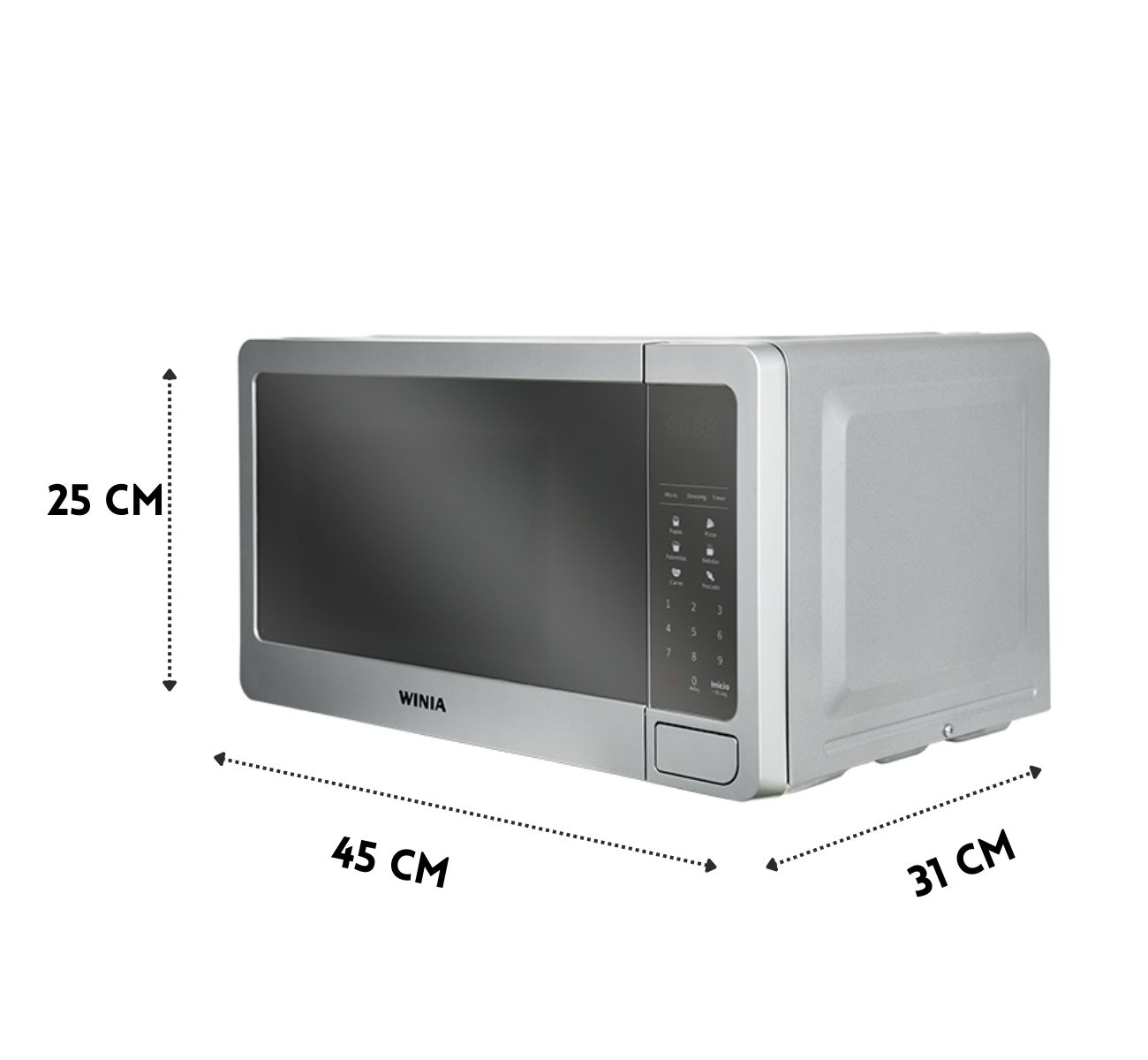 Horno microondas 0.7p3 puerta de cristal abierto boton silver winia