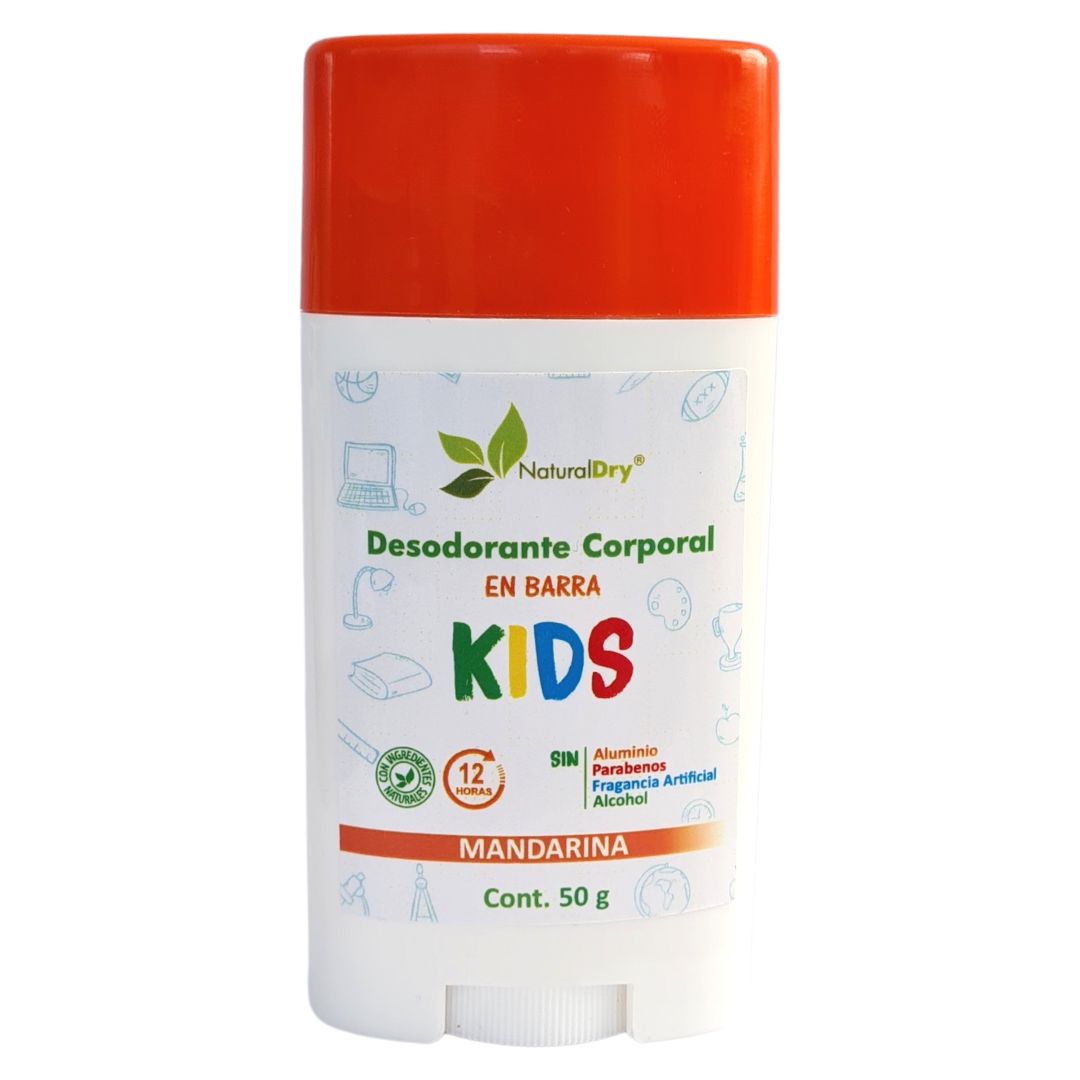 NaturalDry - 1 Desodorante corporal en barra para niño - Sin aluminio - Neutraliza el mal olor
