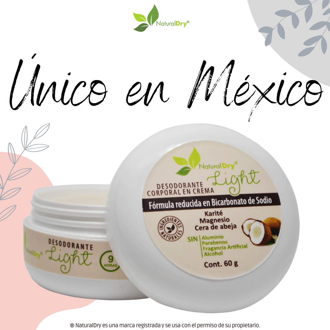NaturalDry - 1  Desodorante corporal en crema Light - Sin aluminio - Neutraliza el mal olor