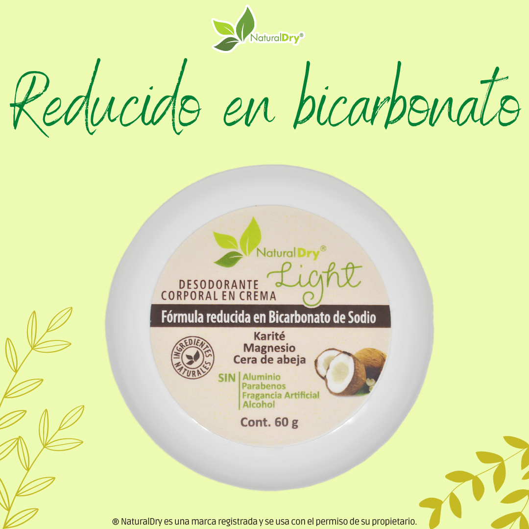 NaturalDry - 1  Desodorante corporal en crema Light - Sin aluminio - Neutraliza el mal olor