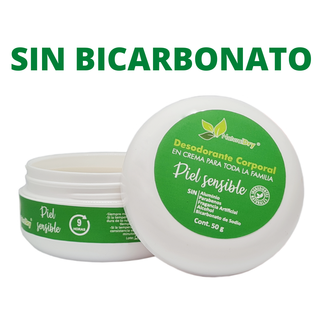 NaturalDry - 1 Desodorante corporal en crema piel sensible toda la familia - Sin aluminio - Neutraliza el mal olor