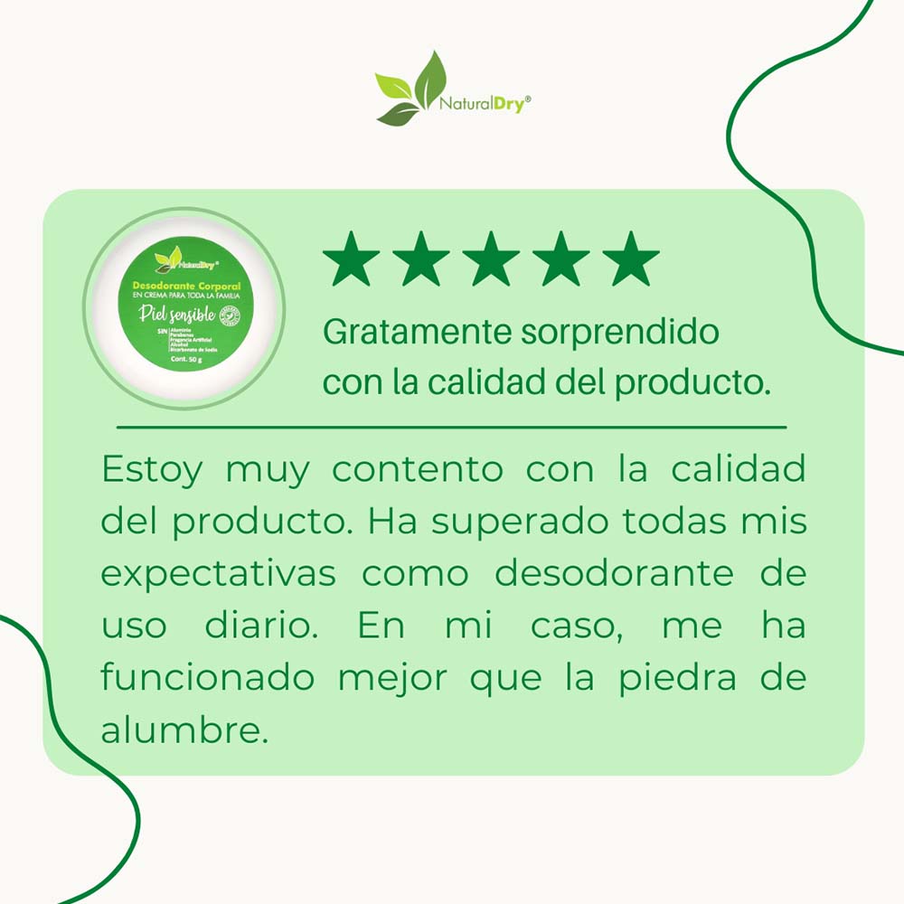 NaturalDry - 1 Desodorante corporal en crema piel sensible toda la familia - Sin aluminio - Neutraliza el mal olor