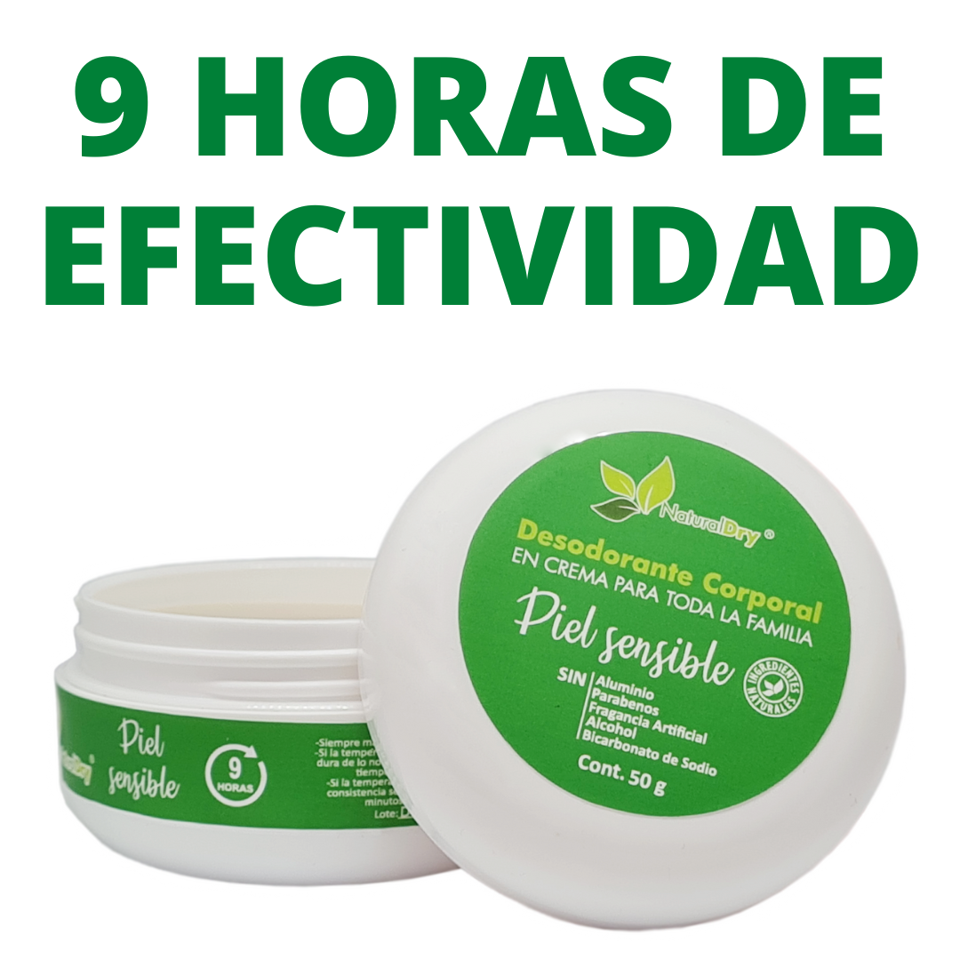 NaturalDry - 1 Desodorante corporal en crema piel sensible toda la familia - Sin aluminio - Neutraliza el mal olor