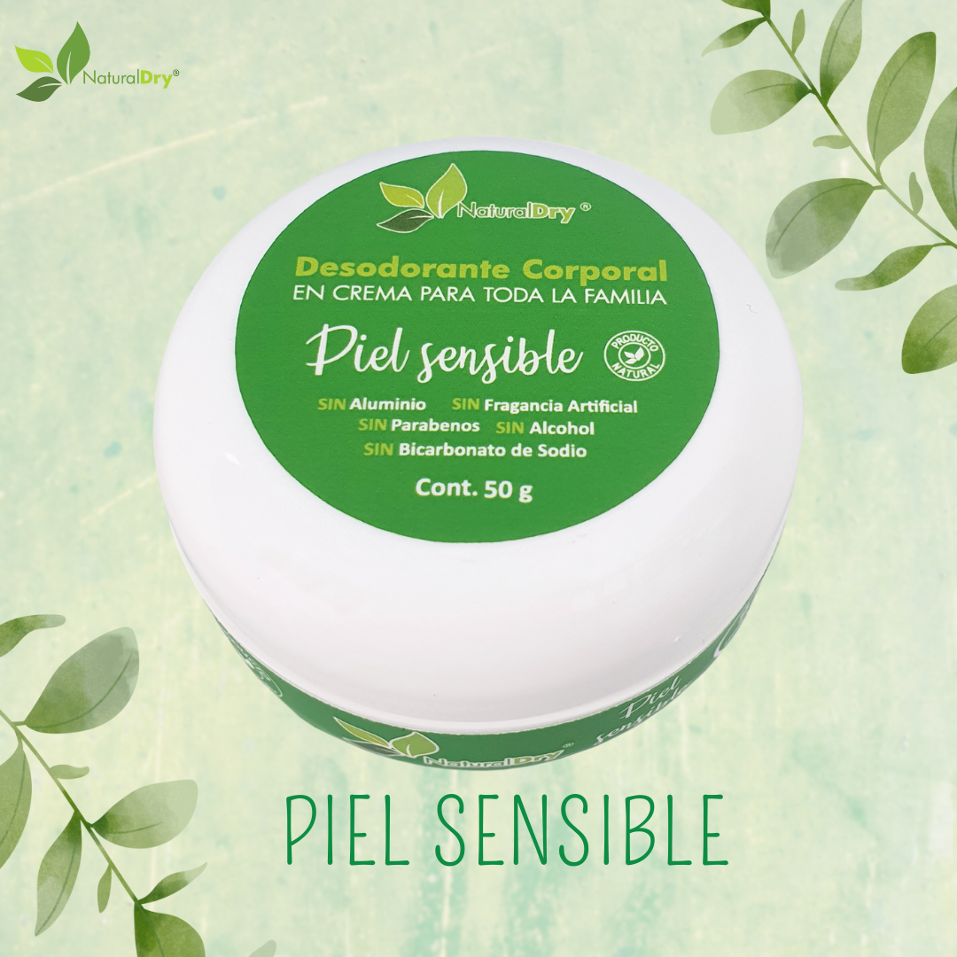 NaturalDry - 1 Desodorante corporal en crema piel sensible toda la familia - Sin aluminio - Neutraliza el mal olor