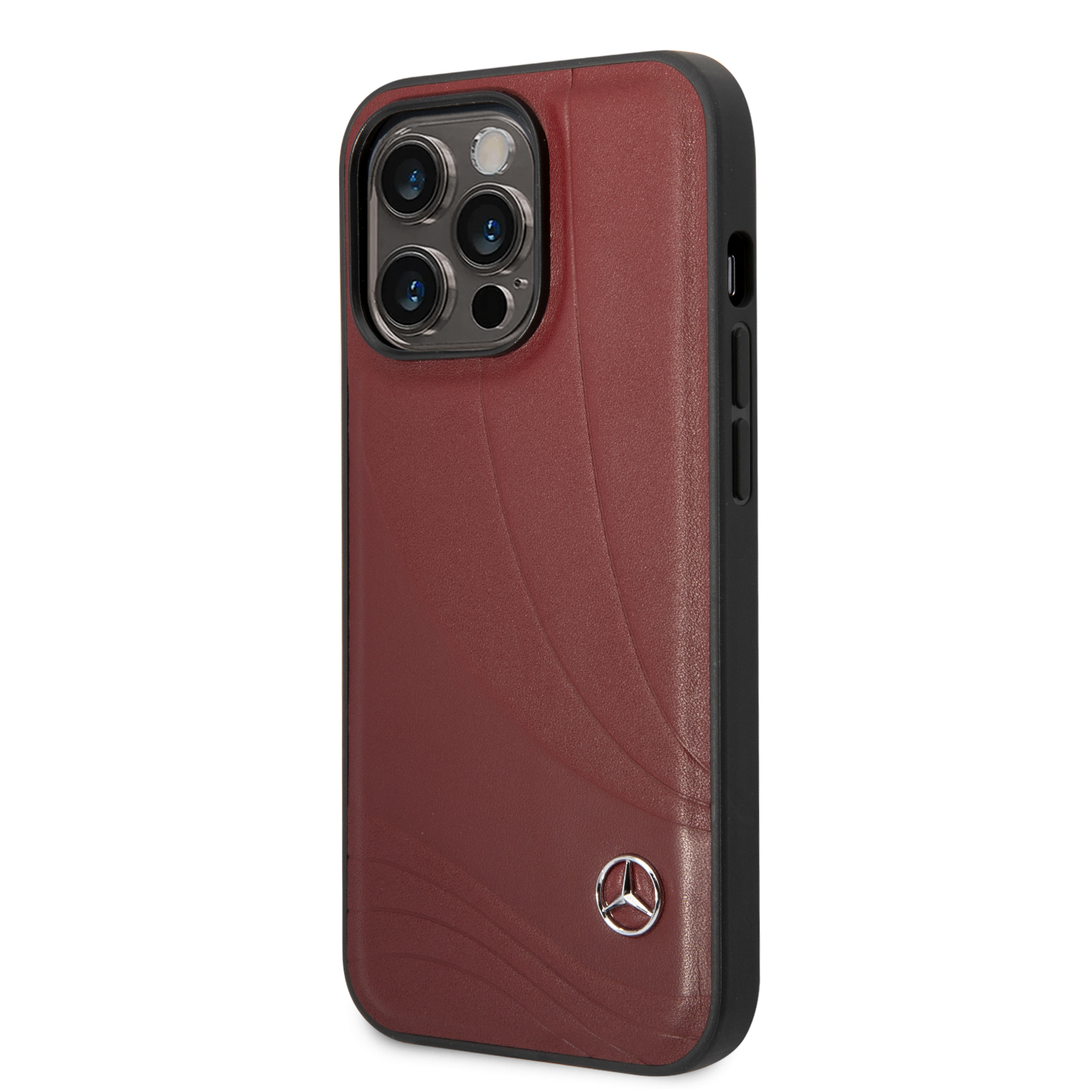 CASE MBENZ PIEL REAL OLAS IPH 14 PRO MAX ROJO