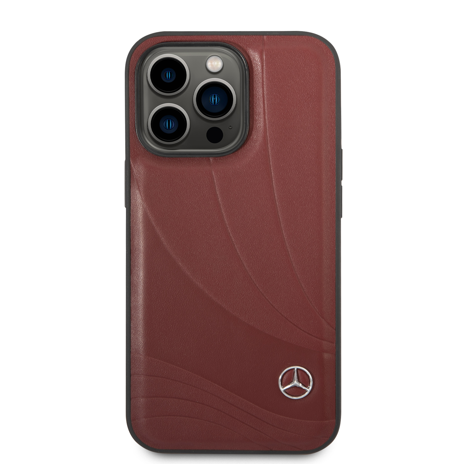 CASE MBENZ PIEL REAL OLAS IPH 14 PRO MAX ROJO