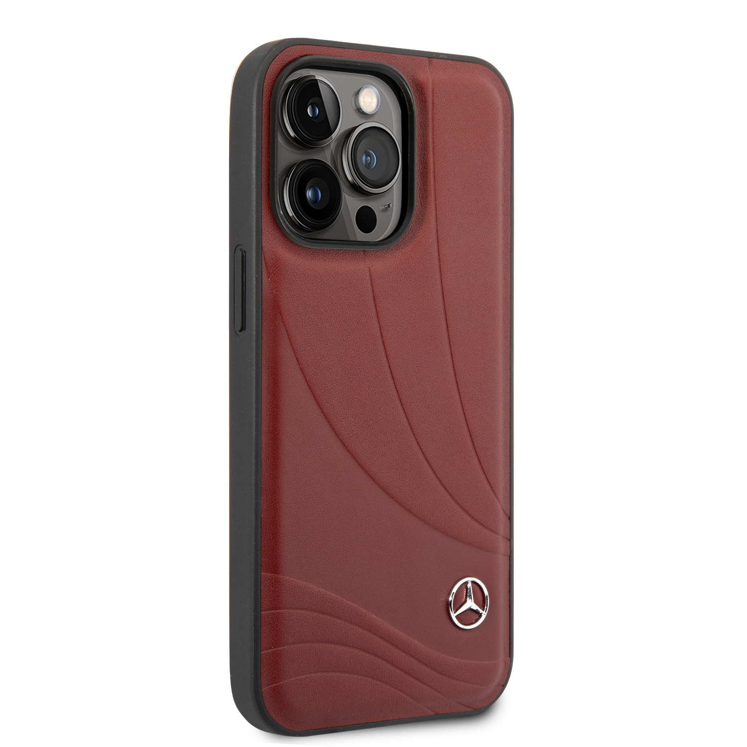 CASE MBENZ PIEL REAL OLAS IPH 14 PRO MAX ROJO