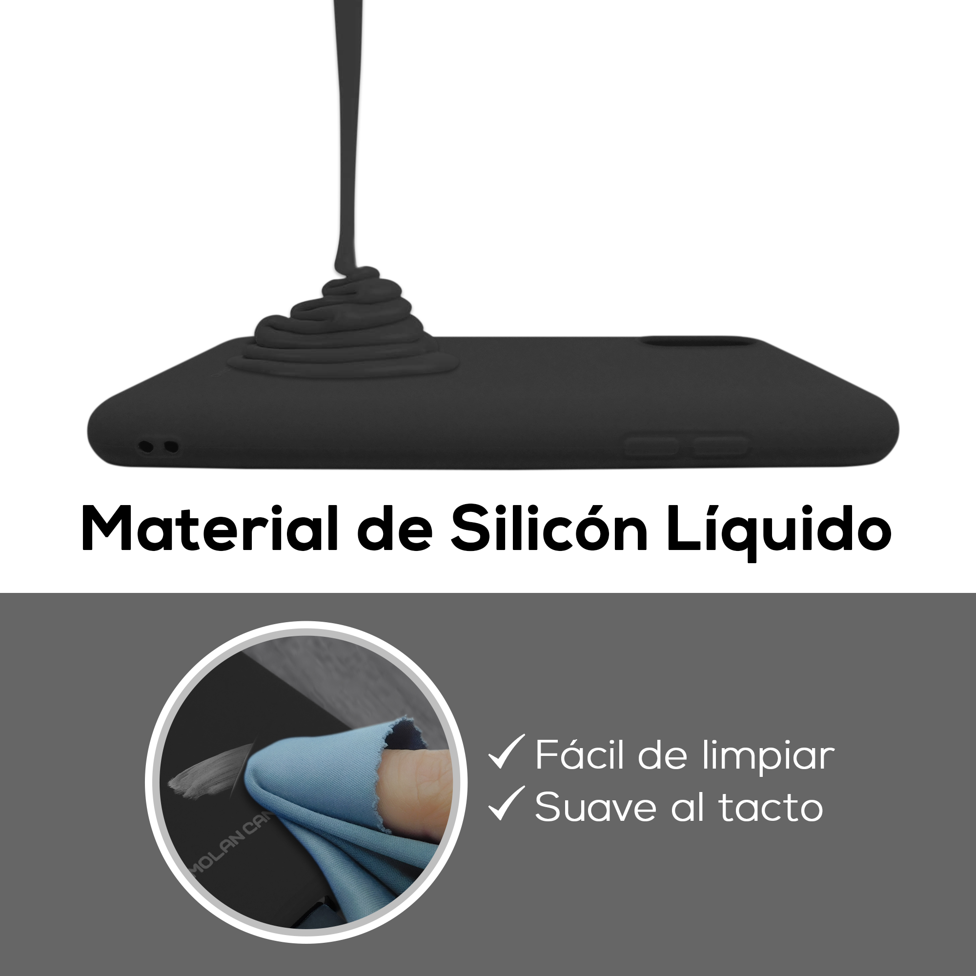 Funda de Silicon Suave Molan Cano para iPhone 14 Pro Negro