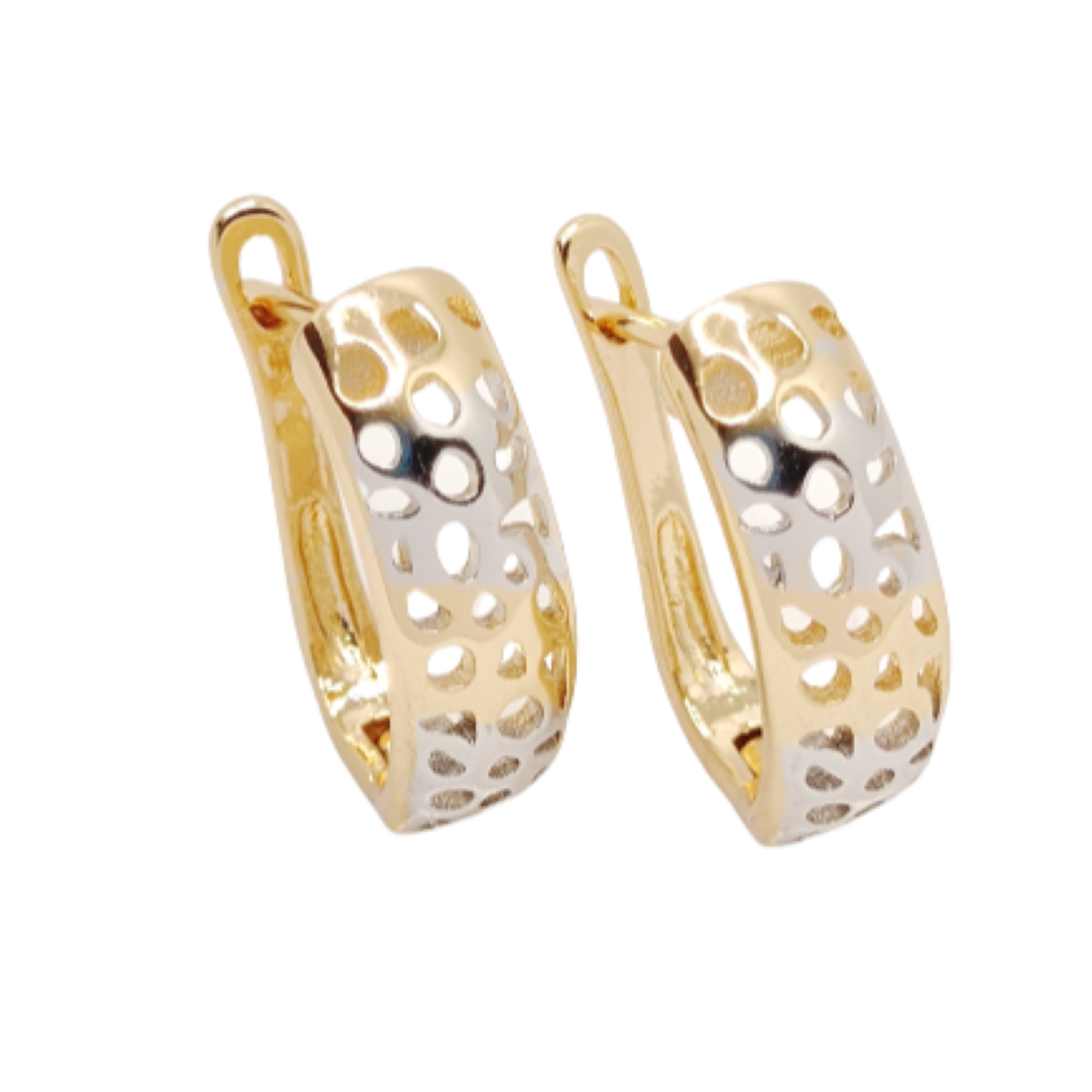 Aretes Huggies Bicolor Arracadas Mujer Elegantes de Moda Pendientes Finas