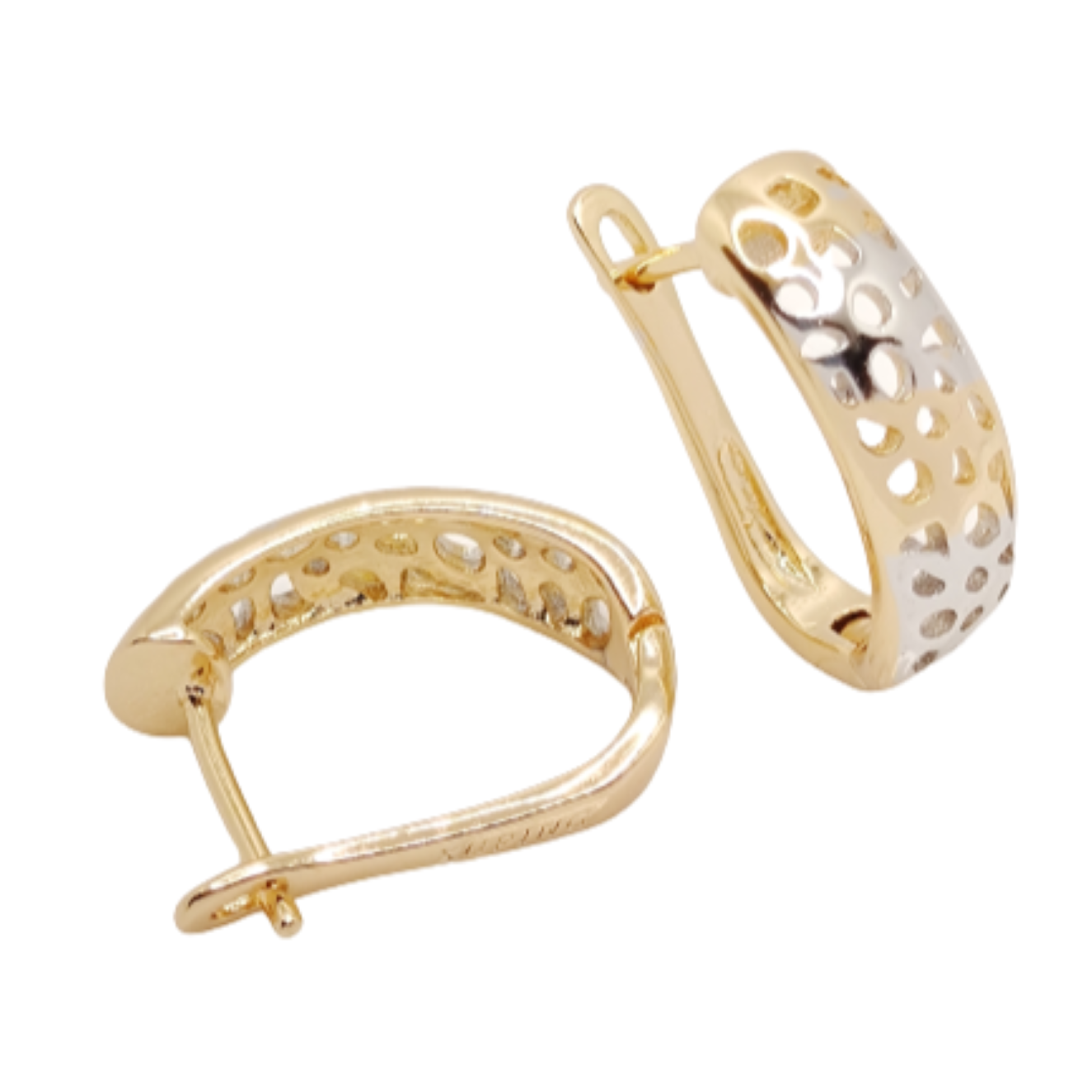 Aretes Huggies Bicolor Arracadas Mujer Elegantes de Moda Pendientes Finas