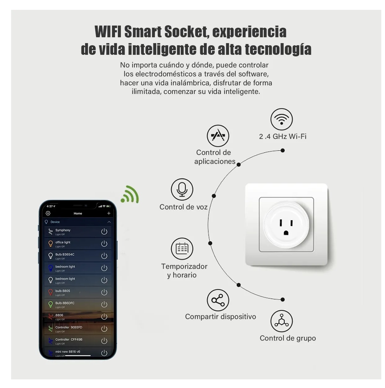 Set Contacto Eléctrico Inteligente Interruptor Enchufe Wifi