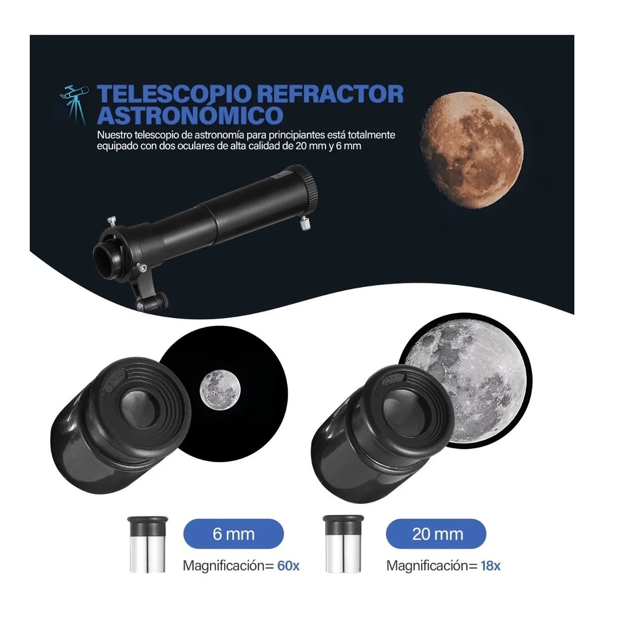 Telescopio Astronómico Ocular Refractor Astronómico 6mm