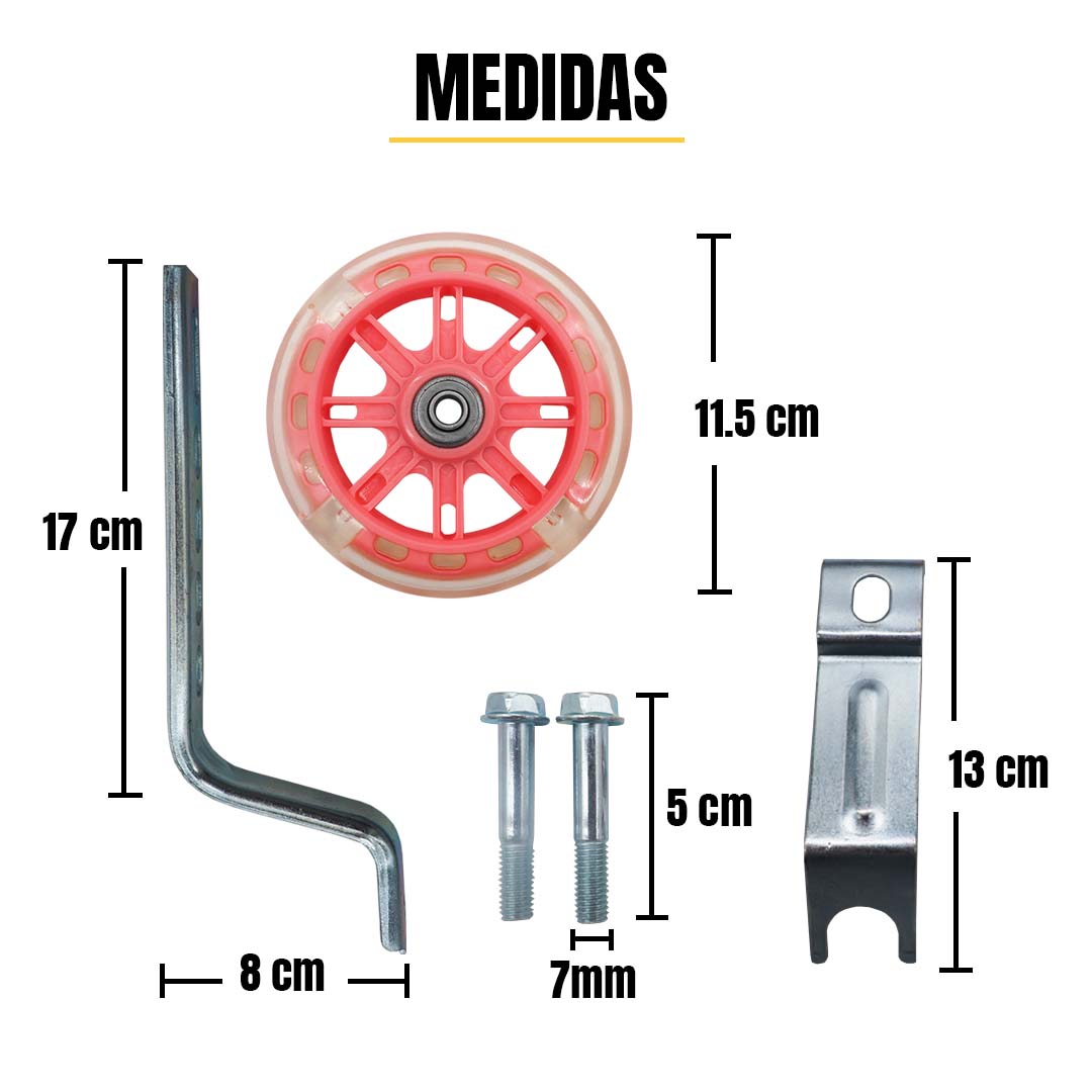 Llantitas Llantas Entrenadoras Bicicleta Con Luz Bici Rod 12-20 Rosa