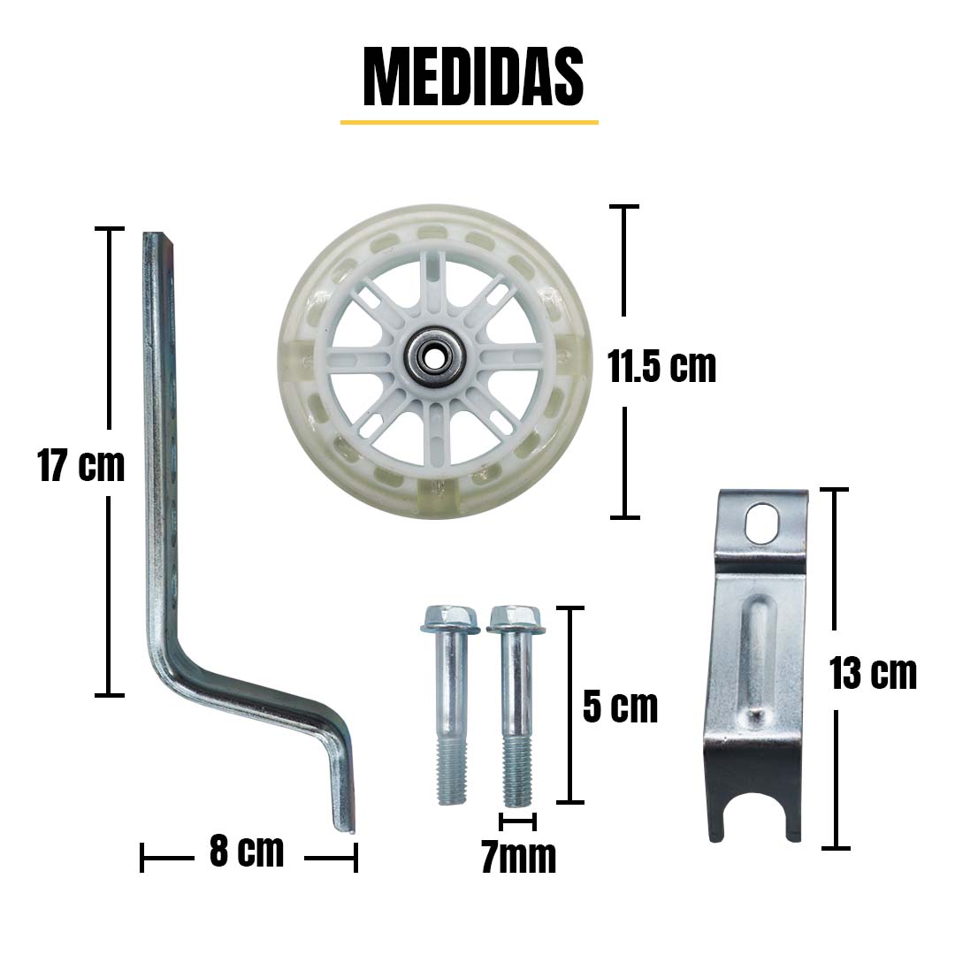 Llantitas Llantas Entrenadoras Bicicleta Con Luz Bici Rod 12-20 Blancas