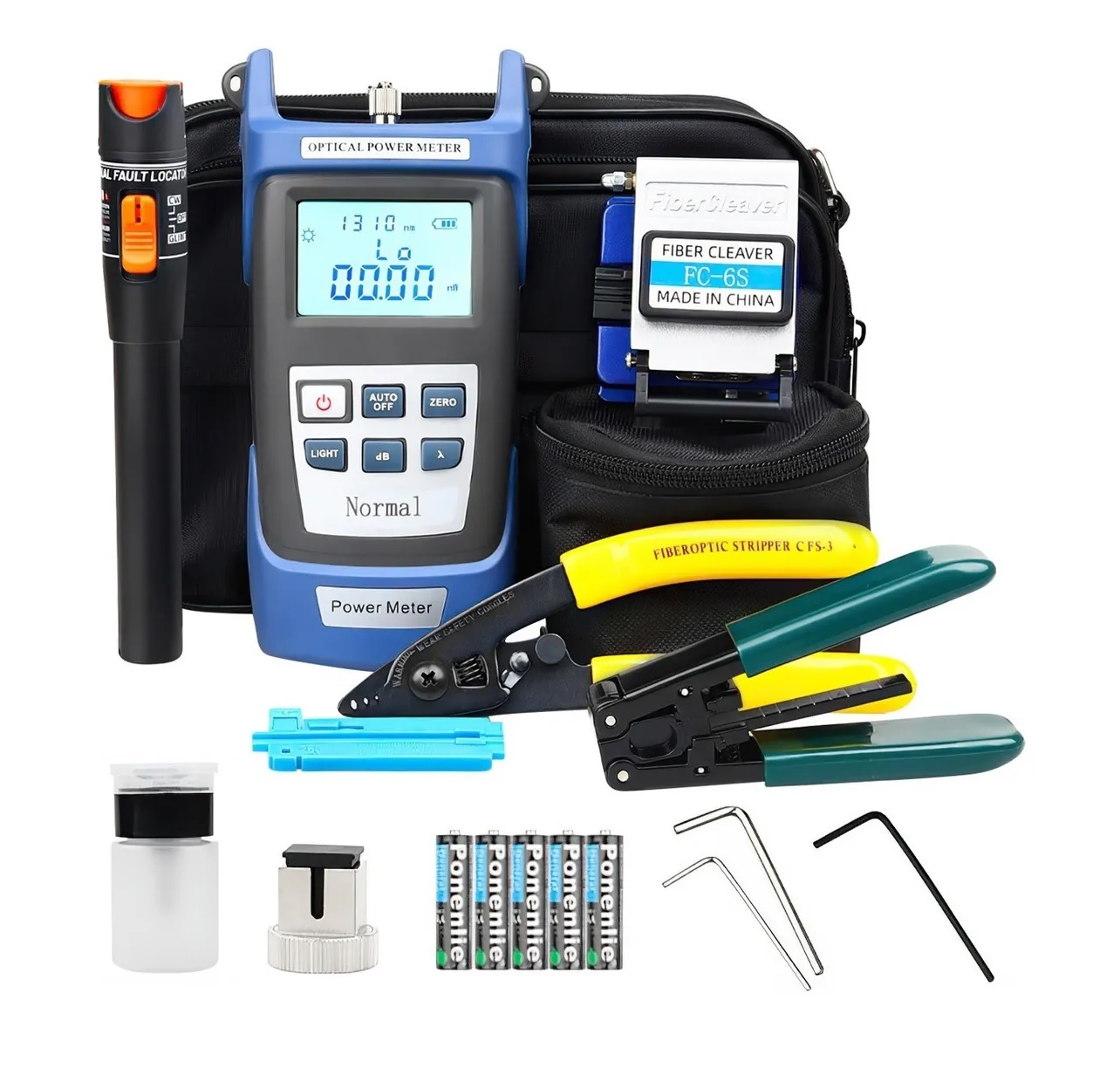 Kit De Herramientas Fibra Optica Con Medidor D Potencia 10km c/Bolsa Negro