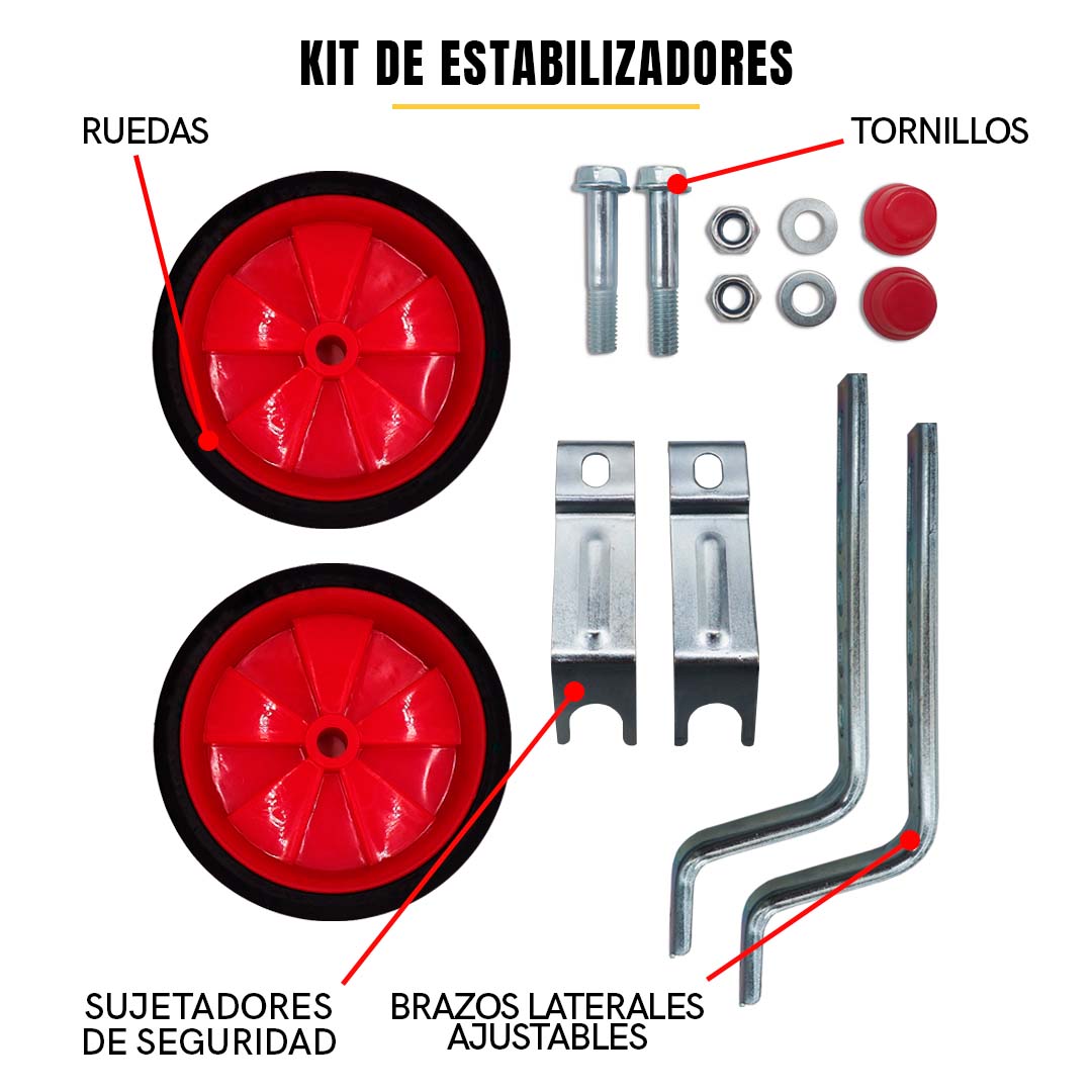 Llantitas Llantas Entrenadoras Bicicleta R12-20 Rojas