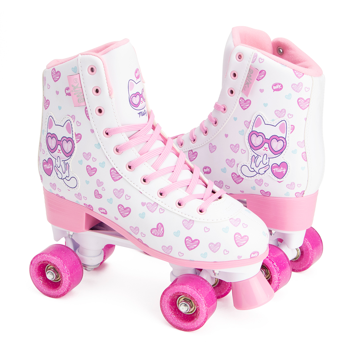 Patines 4 Ruedas Quad Para Niña Onix Misty Love Blanco