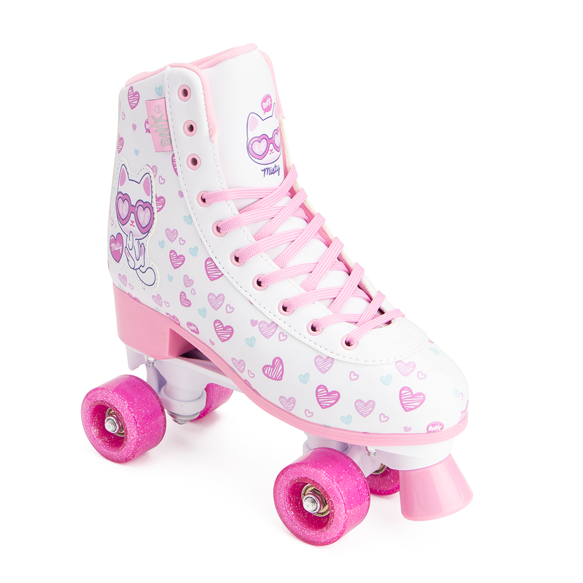 Patines 4 Ruedas Quad Para Niña Onix Misty Love Blanco
