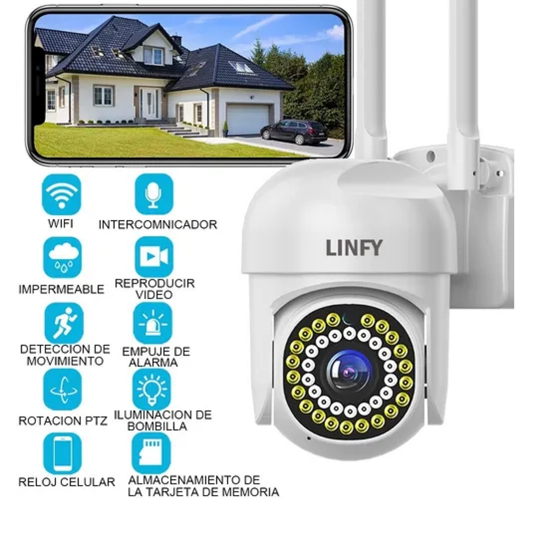 Cámara De Seguridad Exterior Wifi Con Alarma Ip Hd 1080p