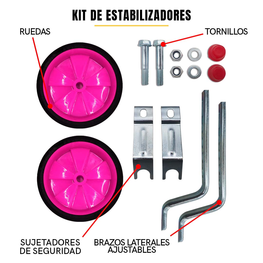 Llantitas Llantas Entrenadoras Bicicleta R12-20 Rosas