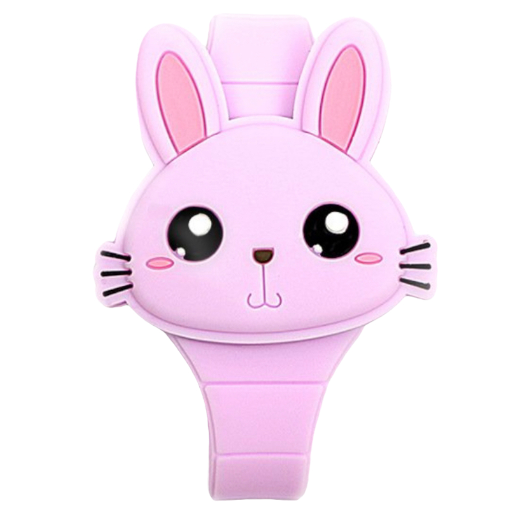 Reloj Infantil con tapa de Conejo de Silicon Numeros Led