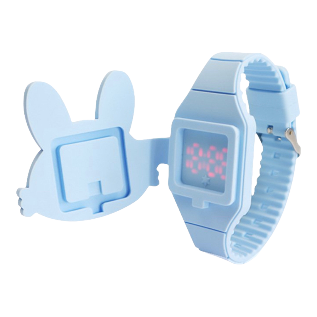 Reloj Infantil con tapa de Conejo de Silicon Numeros Led