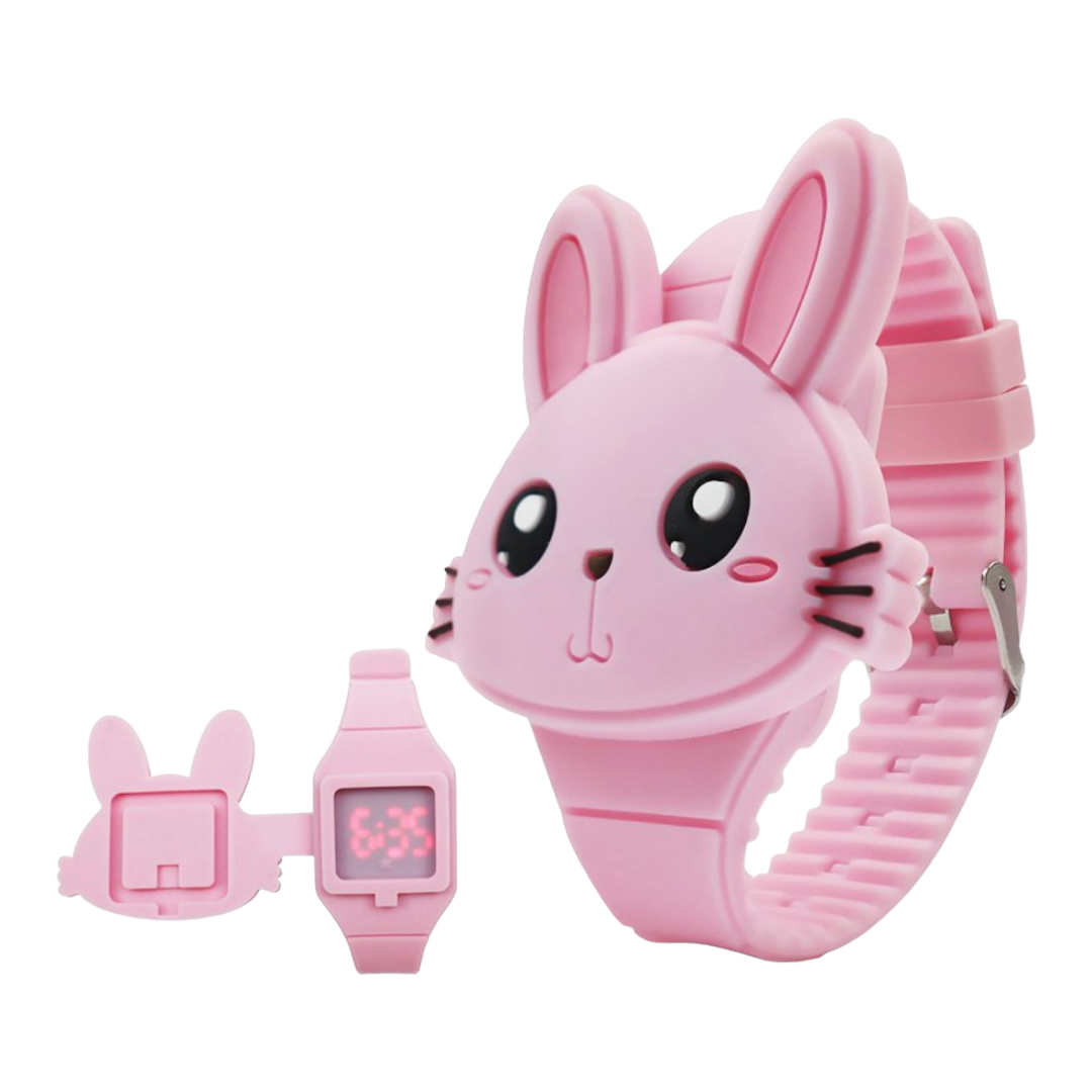 Reloj Infantil con tapa de Conejo de Silicon Numeros Led