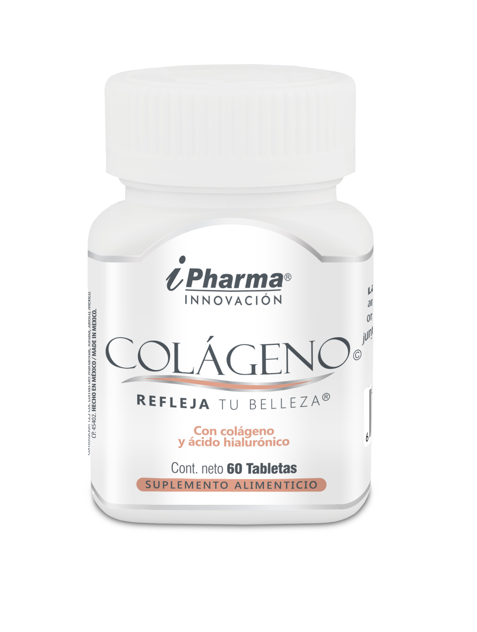 Colágeno Hidrolizado y Ácido Hialurónico Tabletas 500 mg. Colágeno Tipo I, II y III