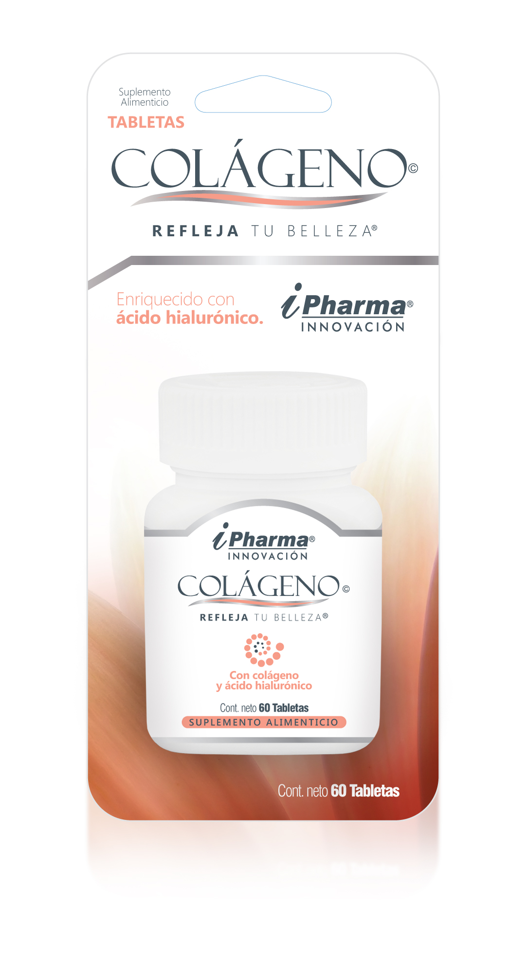 Colágeno Hidrolizado y Ácido Hialurónico Tabletas 500 mg. Colágeno Tipo I, II y III