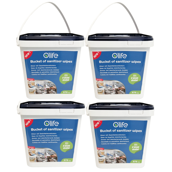 4 Cubetas Toallas Desinfectantes 1500 Toallitas 72% Alcohol