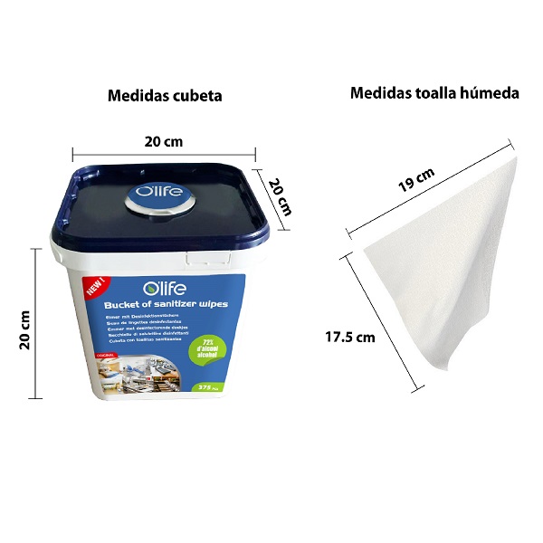 4 Cubetas Toallas Desinfectantes 1500 Toallitas 72% Alcohol