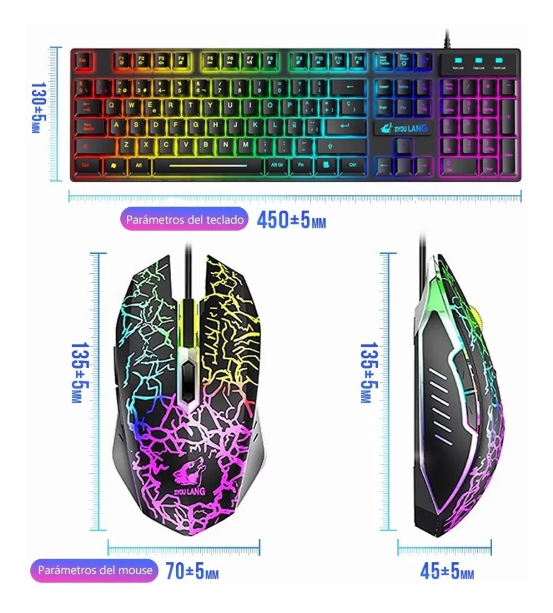 Kit Teclado Mouse Gamer Profesional Retroilumin Usb Negro
