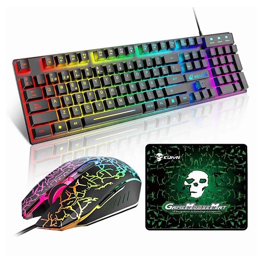 Kit Teclado Mouse Gamer Profesional Retroilumin Usb Negro