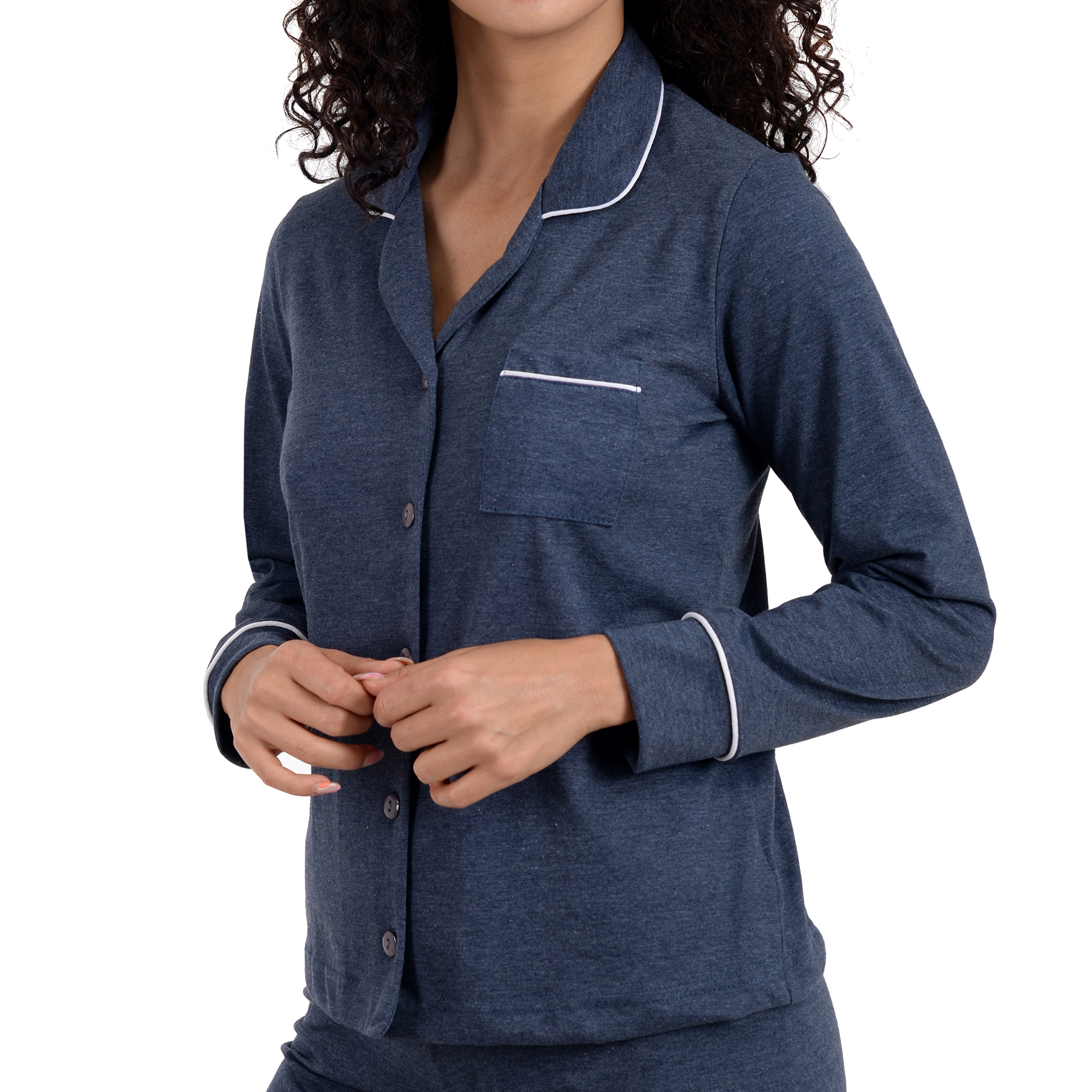 Pijama Mujer Nite Nite 1201 Cuello y botones Manga larga Pantalón largo