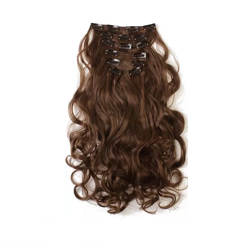 Extensiones De Cabello Sintético Set de 7 piezas con clips ONDULADA 7-4/30 CASTAÑO CLARO