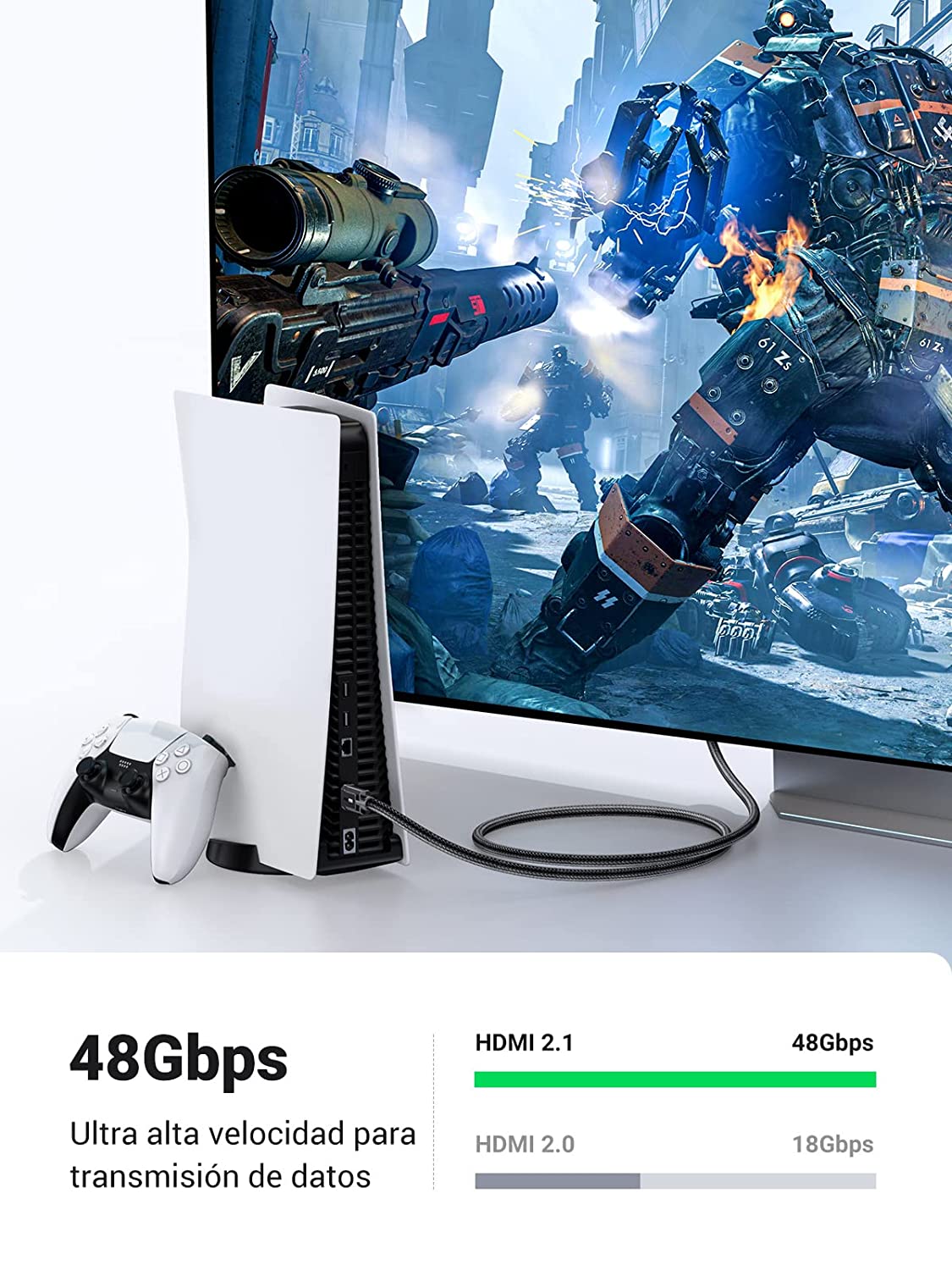 Cable Hdmi 2.1 8k 48gbps 3m Compatible Con Hdr Earc Ugreen