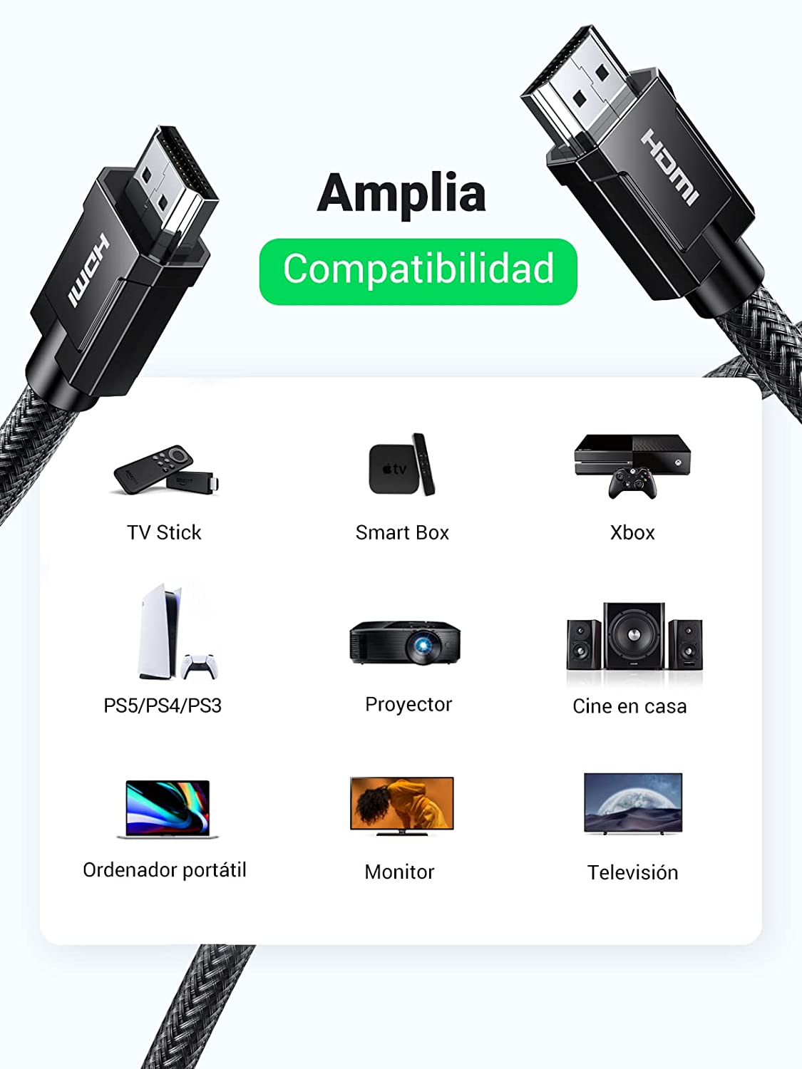 Cable Hdmi 2.1 8k 48gbps 3m Compatible Con Hdr Earc Ugreen