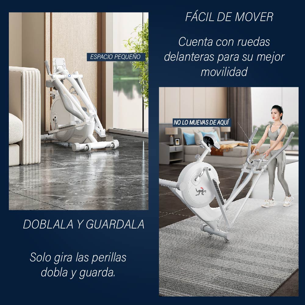 Maquina Eliptica Bicicleta elíptica 16 velocidades para Ejercicio en casa Plegable movible Elliptical Trainer Gym