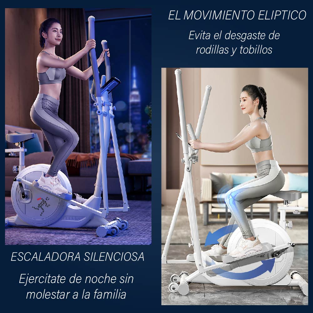 Maquina Eliptica Bicicleta elíptica 16 velocidades para Ejercicio en casa Plegable movible Elliptical Trainer Gym