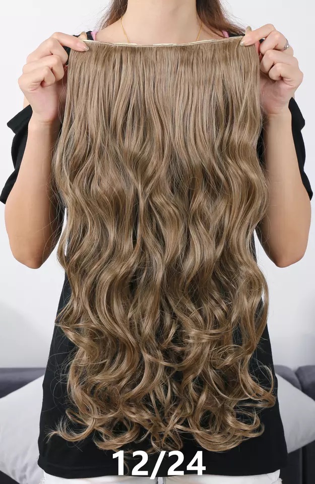 Extensiones De Cabello Sintético Set de 7 piezas con clips ONDULADA 7-12/24 RUBIO MEDIO TRANSPARENCIAS BEIGE